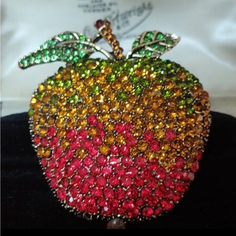 Multicolor Crystal Apple Brooch